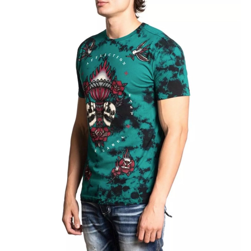 AFFLICTION Men's T-Shirt S/S SCARED TOUCH Black - Picture 11 of 12